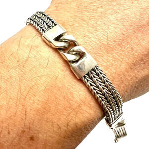 Handmade 10 inch bracelet heavy sterling silver stamped 925